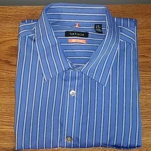 <VAN HEUSEN> Long Sleeve Blue Striped Dress Shirt